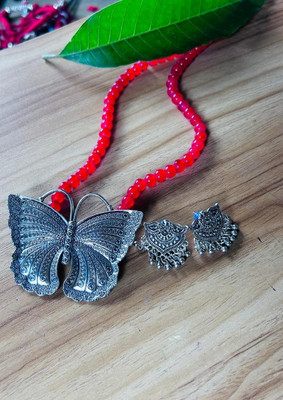 MS Creation Alloy Brass Red Jewellery Set(Pack of 2)