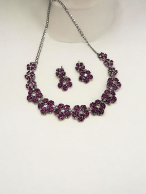 R A Enterprises Alloy Rhodium Pink Jewellery Set(Pack of 1)