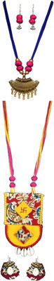 HOUSE OFF COMMON Oxidised Silver Blue, Pink, Gold, Multicolor Jewellery Set(Pack of 2)