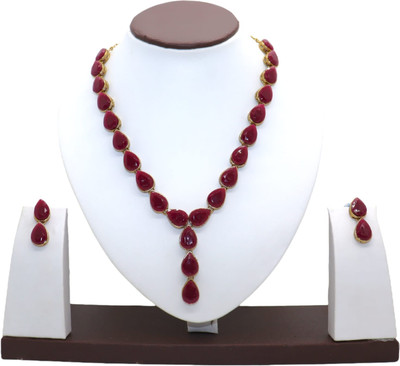 JN Handicraft Metal Copper Maroon Jewellery Set(Pack of 1)
