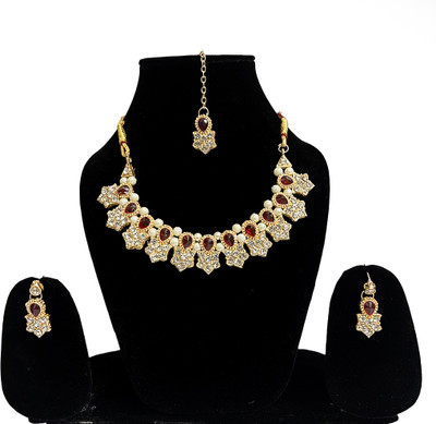 sums jewellery Alloy Gold-plated Multicolor, Red Jewellery Set(Pack of 1)
