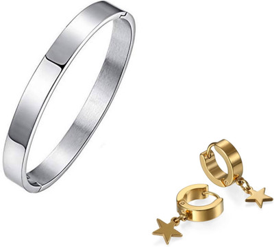 Vipunj Stainless Steel Sterling Silver, Gold-plated Silver, Gold Jewellery Set(Pack of 2)