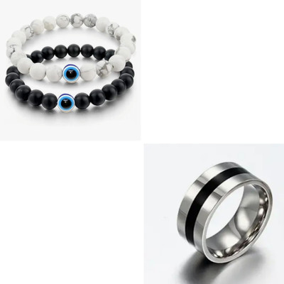 Vipunj Crystal, Stainless Steel Sterling Silver Silver, Black, White Jewellery Set(Pack of 2)