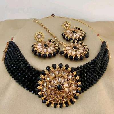 JMBW INTERNATIONAL Alloy Gold-plated Black Jewellery Set(Pack of 3)
