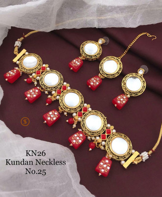 Aditya Fashion Alloy Gold-plated Red Jewellery Set(Pack of 1)