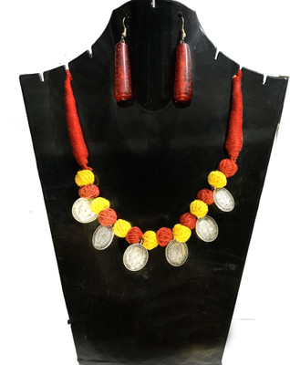 A S enterprize Oxidised Silver Yellow Jewellery Set(Pack of 1)