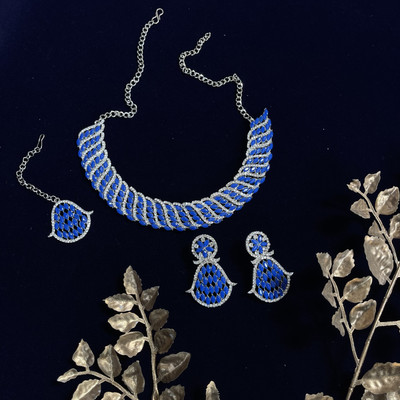 VATSALYA creation Alloy Gold-plated Blue Jewellery Set(Pack of 1)