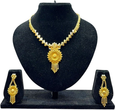 RNJewels Alloy Gold-plated White, Gold Jewellery Set(Pack of 1)