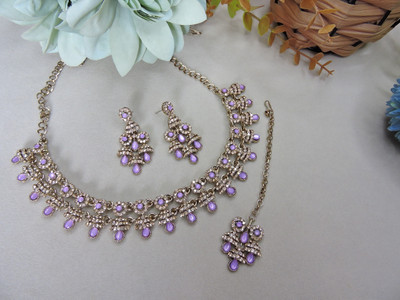 VATSALYA creation Alloy Gold-plated Purple Jewellery Set(Pack of 1)