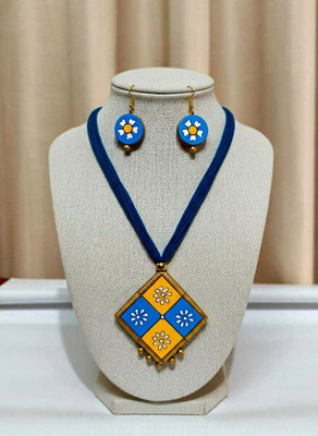 AVIGHNA Terracotta, Dori Blue, Yellow Jewellery Set(Pack of 1)