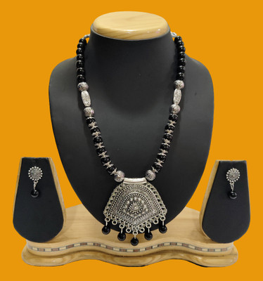 HARIHARA FASHION Oxidised Silver Black Jewellery Set(Pack of 1)