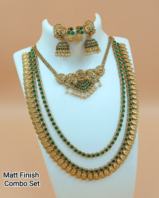 Shilpa Creation Brass Gold-plated Gold, Green Jewellery Set(Pack of 2)