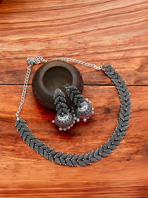 Haniya Oxidised Silver Silver Silver Jewellery Set(Pack of 2)