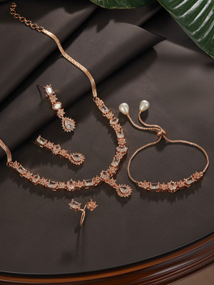 SARAF RS JEWELLERY Alloy Rhodium Rose Gold Jewellery Set(Pack of 1)