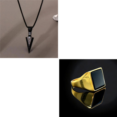 Vipunj Alloy Gold-plated, Titanium Black, Gold Jewellery Set(Pack of 2)