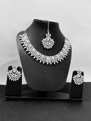 Aria Jewelrey Alloy Rhodium White, Silver Jewellery Set(Pack of 1)