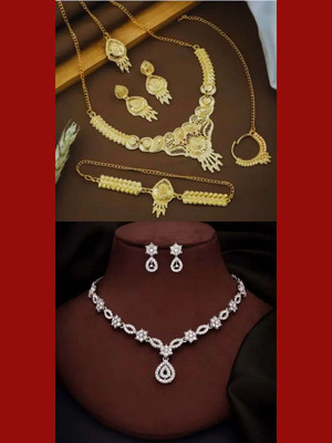 LYRISS Brass Gold-plated Multicolor Jewellery Set(Pack of 2)