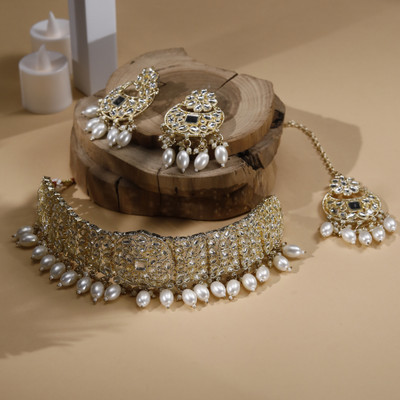 Zarmar fashion Alloy Gold-plated Gold, White Jewellery Set(Pack of 1)