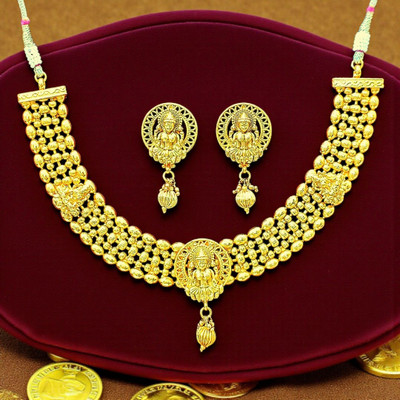 Aroras Bridal & Fashion Jewellery Brass Gold-plated Gold Jewellery Set(Pack of 1)