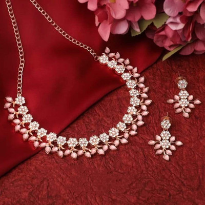 Dressberry Brass Gold-plated Gold, Pink Jewellery Set(Pack of 1)