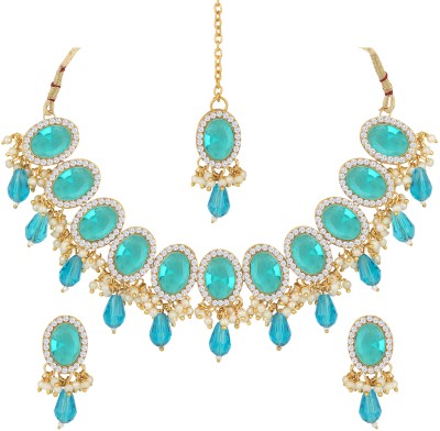 SPARGZ Alloy Gold-plated Blue Jewellery Set(Pack of 1)