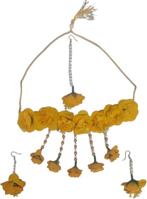 JAS BEAUTY Fabric, Plastic, Paper Yellow Jewellery Set(Pack of 1)