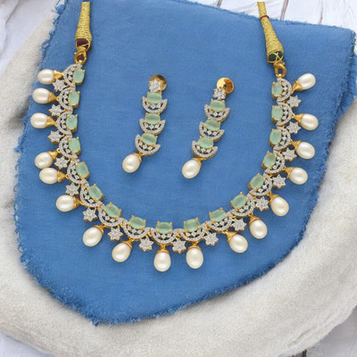 Sri Jagdamba Pearls Alloy Gold-plated White Jewellery Set(Pack of 3)