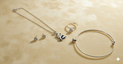 MATEL ENTERPRISE Oxidised Silver White Jewellery Set(Pack of 1)