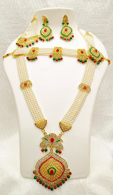 JEWEL QUEEN PLANET Alloy Gold-plated Maroon, Green, Multicolor Jewellery Set(Pack of 1)