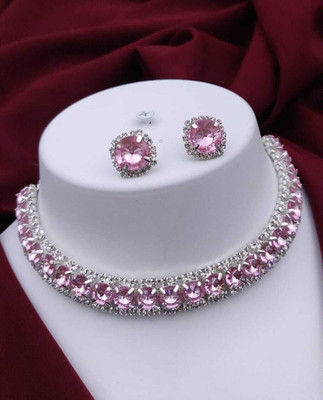 ShringarHouse Stone, Alloy Sterling Silver, Silver Silver, Pink Jewellery Set(Pack of 1)