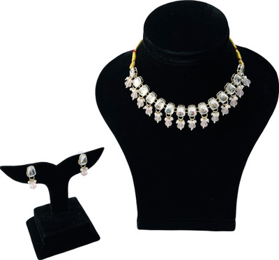 J D Jewellers Metal, Alloy Pink Jewellery Set(Pack of 1)