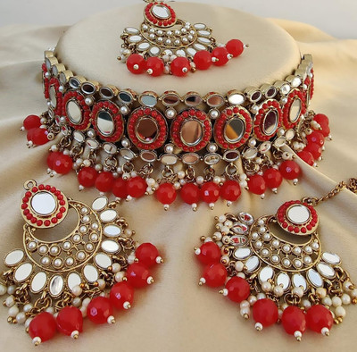 bwon Alloy Gold-plated Red Jewellery Set(Pack of 1)