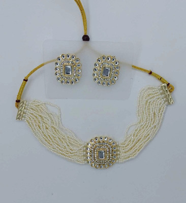 ZMS Alloy Gold-plated White Jewellery Set(Pack of 1)