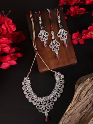 BHANA CREATIONS Brass Gold-plated Pink Jewellery Set(Pack of 4)