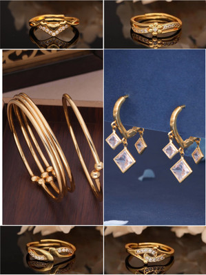 VEDDAA Brass Gold-plated Red, Black Jewellery Set(Pack of 6)