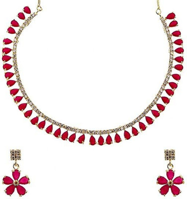bhumi creation Brass Gold-plated Red Jewellery Set(Pack of 1)