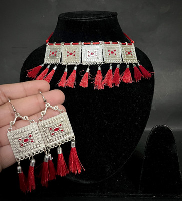 MONKDECOR Alloy Red, Silver Jewellery Set(Pack of 1)