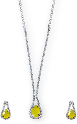 ACCESSHER Brass Yellow Jewellery Set(Pack of 1)