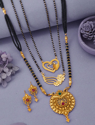 YEMBON Brass Gold-plated Gold, Black Jewellery Set(Pack of 1)