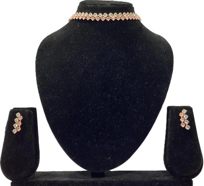 JASH Alloy Gold-plated Silver, Pink Jewellery Set(Pack of 1)