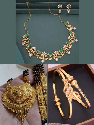 Dressberry Brass Gold-plated Bronze, Turquoise Jewellery Set(Pack of 3)