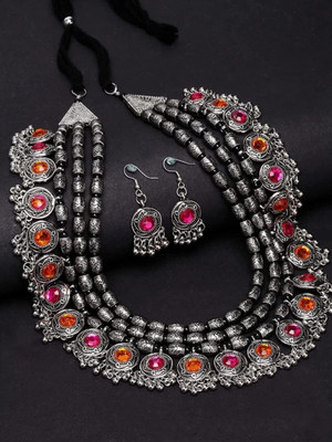 Ruhi Oxidised Silver, Alloy Silver Silver Jewellery Set(Pack of 1)