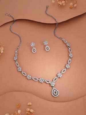 Matram Alloy Rhodium White Jewellery Set(Pack of 1)