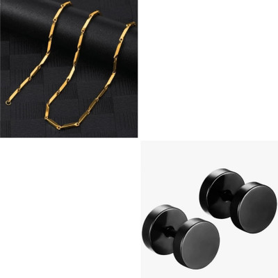 MAATRCHAAYA Stainless Steel Gold-plated, Titanium Gold, Black Jewellery Set(Pack of 2)
