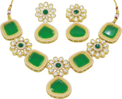 ISMI CREATIONS Alloy Gold-plated Green Jewellery Set(Pack of 1)