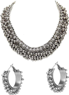 Ruhi Oxidised Silver, Alloy Silver Jewellery Set(Pack of 1)