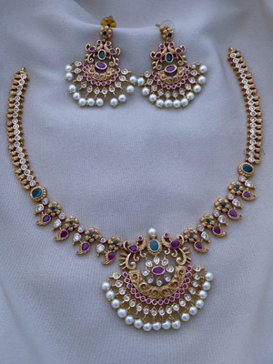 YIMBLI Brass Gold-plated Gold Jewellery Set(Pack of 1)