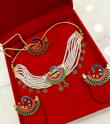 Maa Karni Brass Gold-plated Multicolor Jewellery Set(Pack of 1)