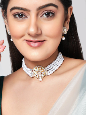 Rubans Elements Alloy Gold-plated Gold, White Jewellery Set(Pack of 1)