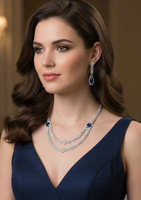 KD JEWELLERS Brass Blue Jewellery Set(Pack of 1)